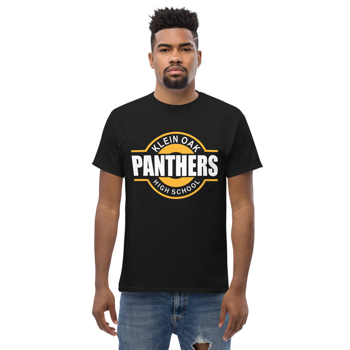 Man wearing a Klein Oak High School Panthers Classic Unisex Black T-shirt 11