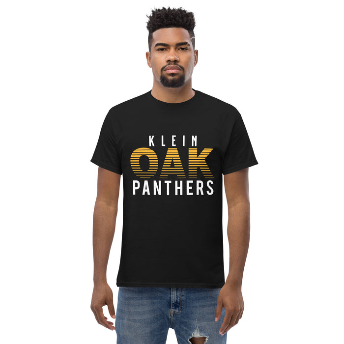 Man wearing a Klein Oak High School Panthers Classic Unisex Black T-shirt 24