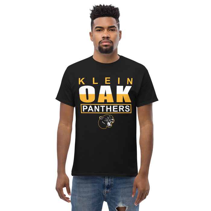 Man wearing a Klein Oak High School Panthers Classic Unisex Black T-shirt 29