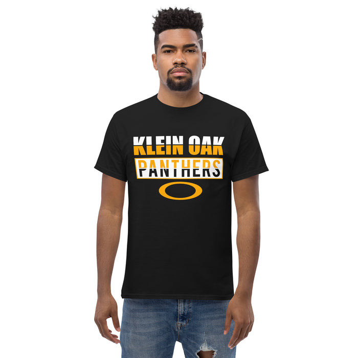 Man wearing a Klein Oak High School Panthers Classic Unisex Black T-shirt 31