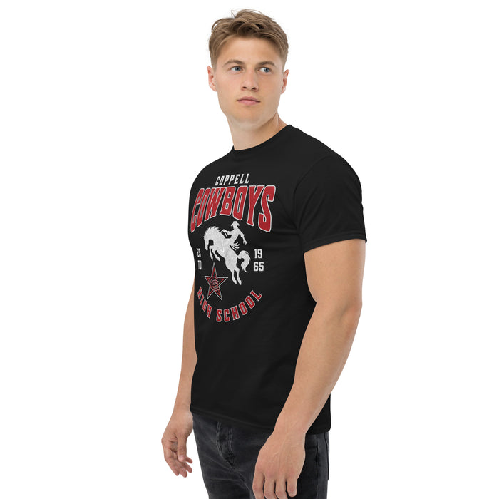 Man wearing Coppell High School Cowboys Black Classic Unisex T-shirt 213a