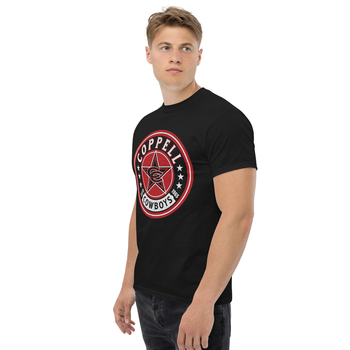 Man wearing Coppell High School Cowboys Black Classic Unisex T-shirt 220a