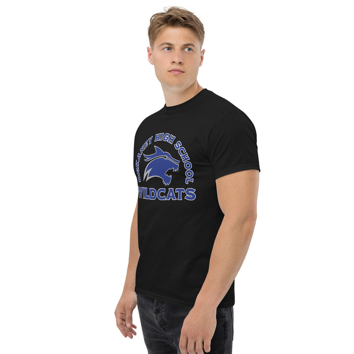 Side view of Dekaney High School Wildcats Black Classic Unisex T-shirt 208