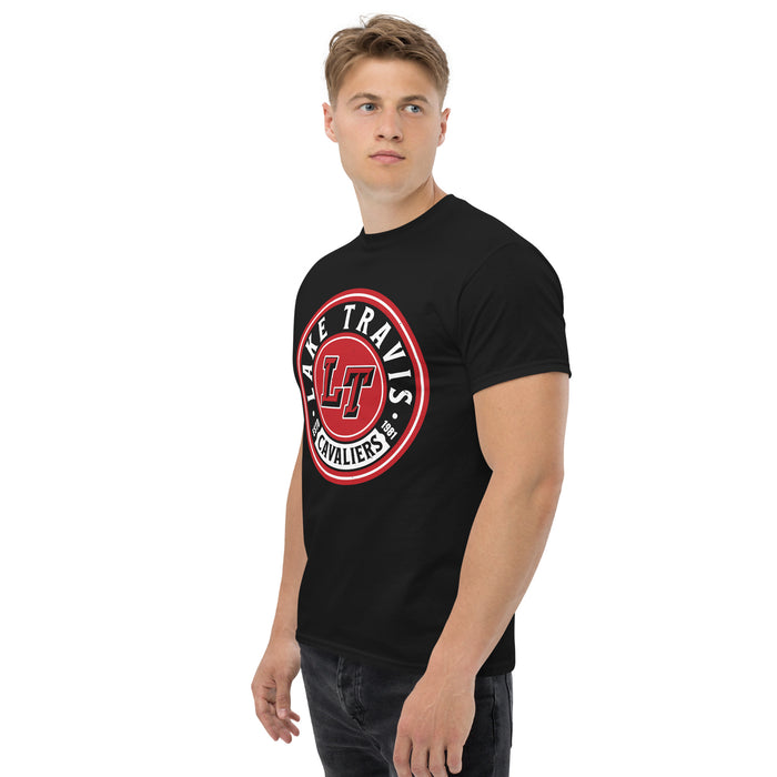 Side view of Lake Travis High School Cavaliers Black Classic Unisex T-shirt 220