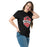 Woman wearing Langham Creek High School Lobos Black Classic Unisex T-shirt 209