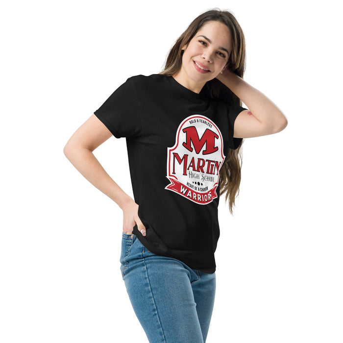 Woman wearing Martin High School Warriors Black Classic Unisex T-shirt 219