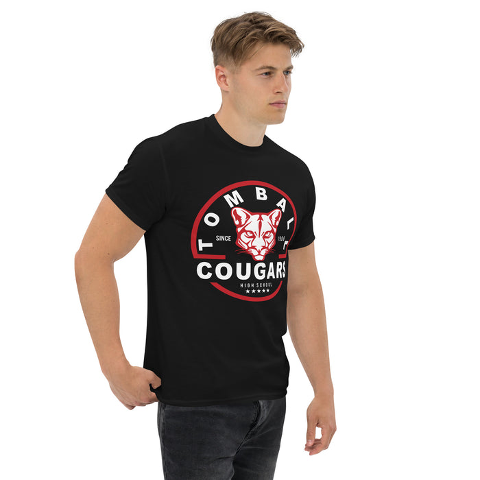 Man wearing a Tomball High School Cougars Classic Unisex Black T-shirt 04a