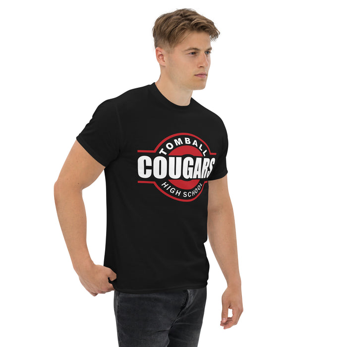 Man wearing a Tomball High School Cougars Classic Unisex Black T-shirt 11a