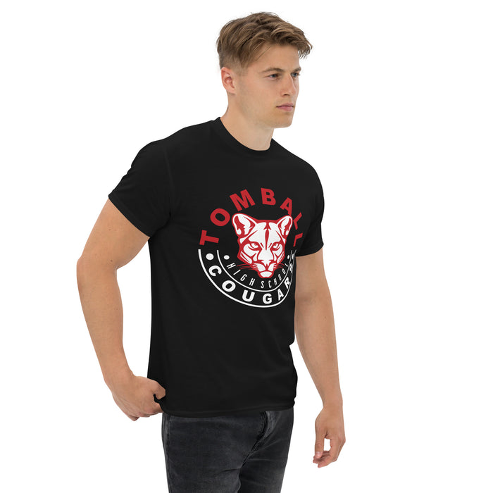 Man wearing a Tomball High School Cougars Classic Unisex Black T-shirt 19a