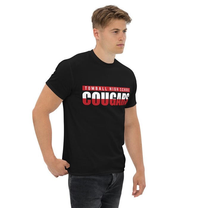 Man wearing a Tomball High School Cougars Classic Unisex Black T-shirt 25a