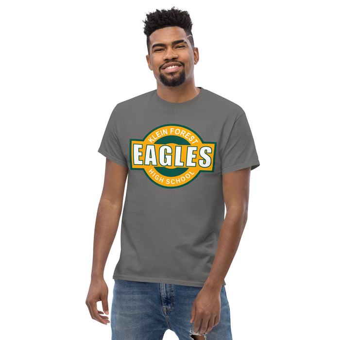 Man wearing a Klein Forest Golden Eagles Classic Unisex Charcoal T-shirt 11