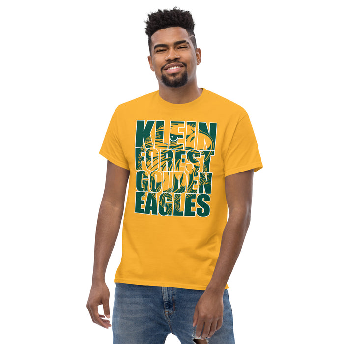 Man wearing a Klein Forest Golden Eagles Classic Unisex Gold T-shirt 20