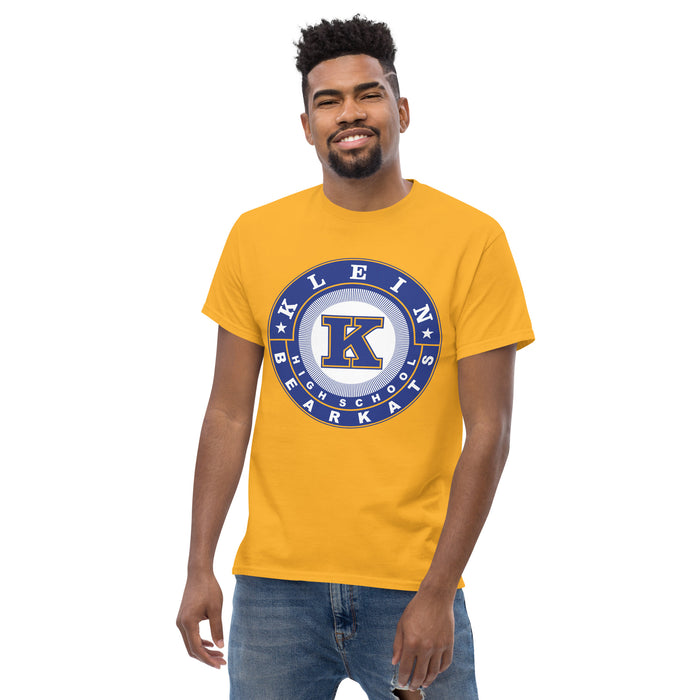 Man wearing a Klein High School Bearkats Classic Unisex Gold T-shirt 02