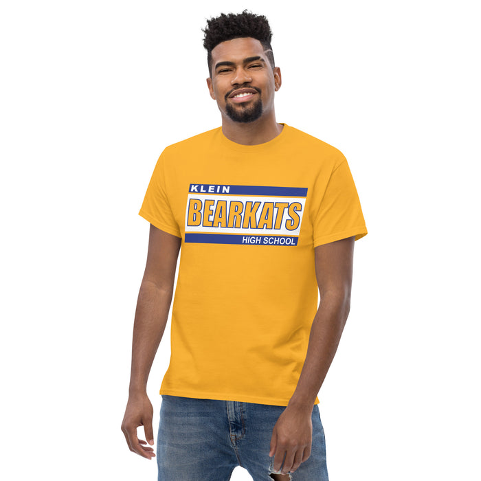 Man wearing a Klein High School Bearkats Classic Unisex Gold T-shirt 72