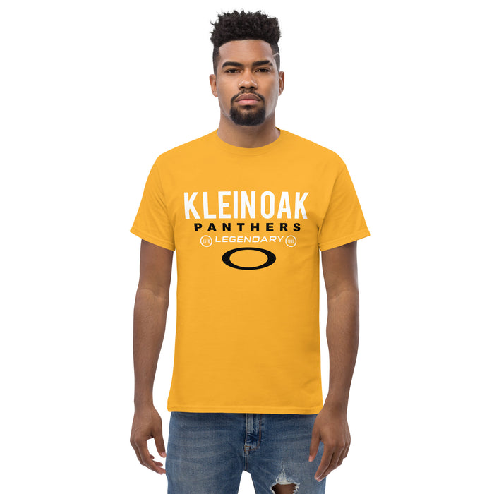 Man wearing a Klein Oak High School Panthers Classic Unisex Gold T-shirt 03