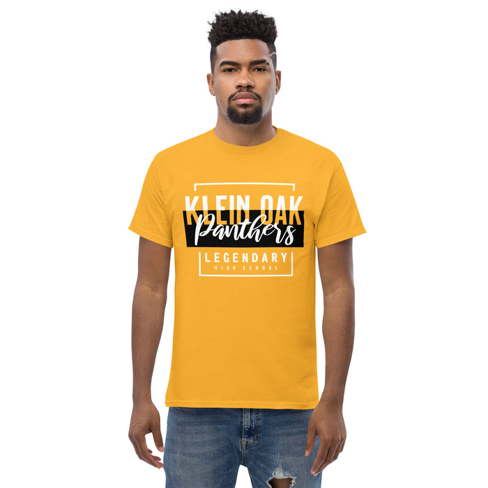 Man wearing a Klein Oak High School Panthers Classic Unisex Gold T-shirt 05