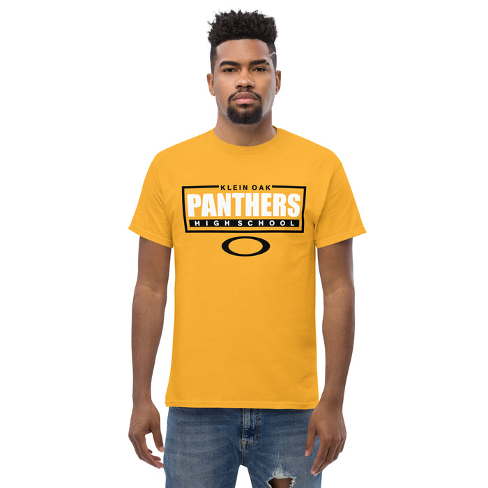 Man wearing a Klein Oak High School Panthers Classic Unisex Gold T-shirt 49