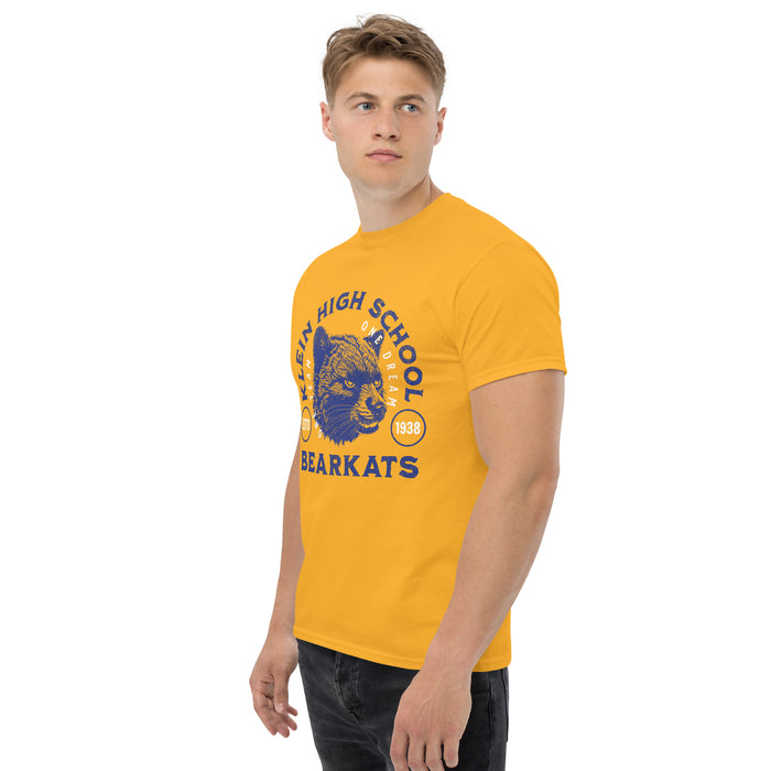 Man wearing a Klein High School Bearkats Classic Unisex Gold T-shirt 208