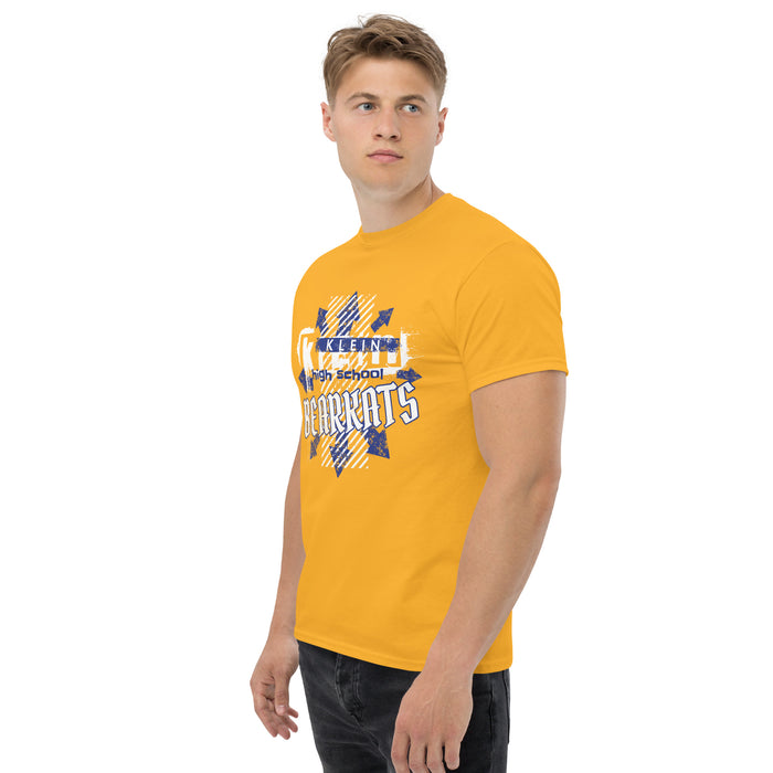 Man wearing a Klein High School Bearkats Classic Unisex Gold T-shirt 210a