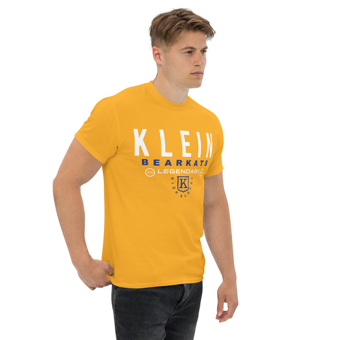 Man wearing a Klein High School Bearkats Classic Unisex Gold T-shirt 03a