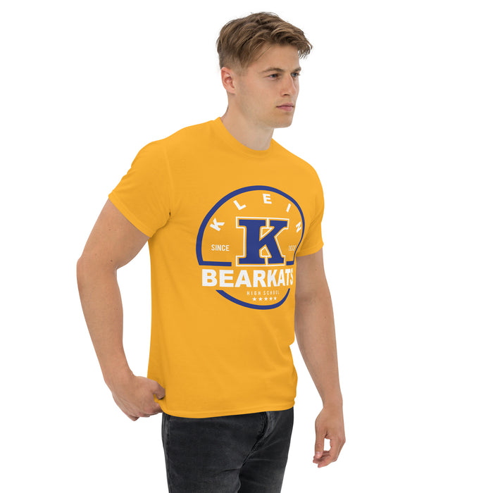 Man wearing a Klein High School Bearkats Classic Unisex Gold T-shirt 04a