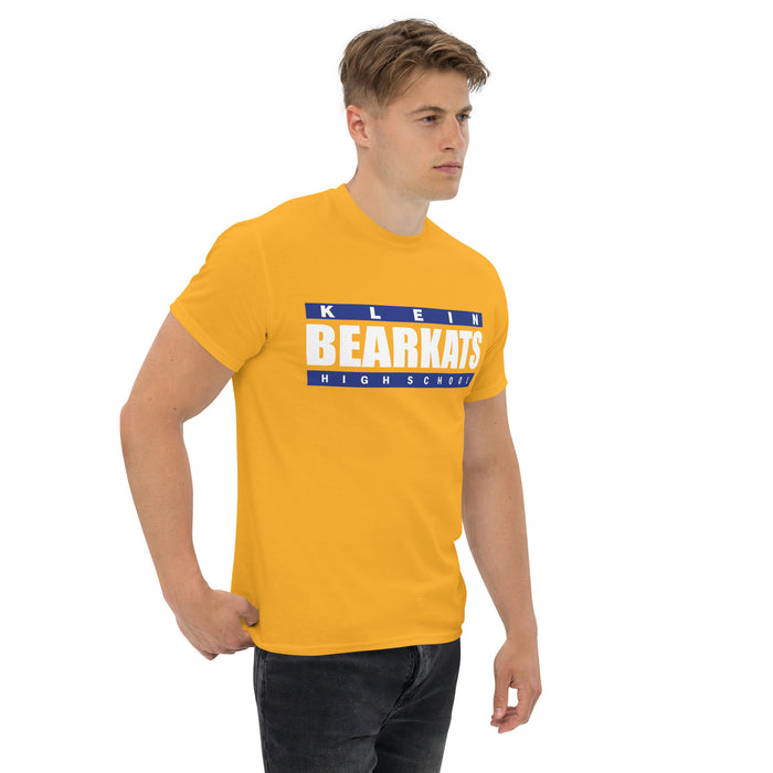 Man wearing a Klein High School Bearkats Classic Unisex Gold T-shirt 98a