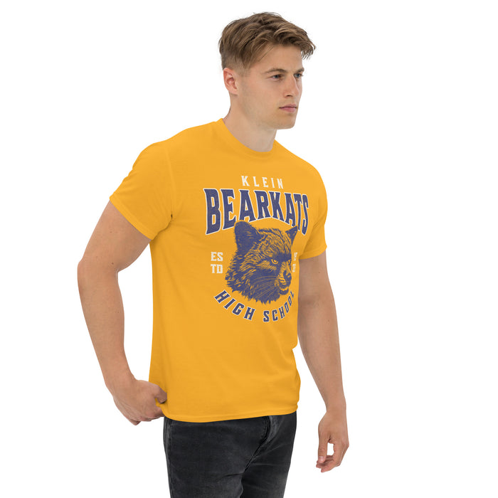 Man wearing a Klein High School Bearkats Classic Unisex Gold T-shirt 216