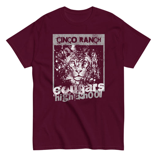 Cinco Ranch High School Cougars Classic Unisex Maroon T-shirt 202