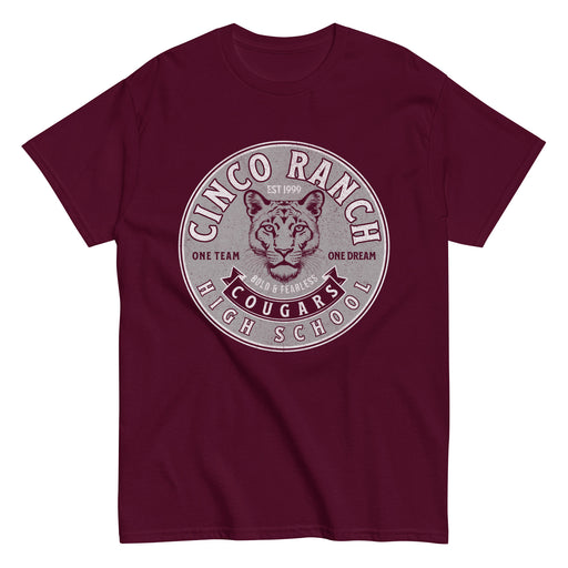 Cinco Ranch High School Cougars Classic Unisex Maroon T-shirt 204