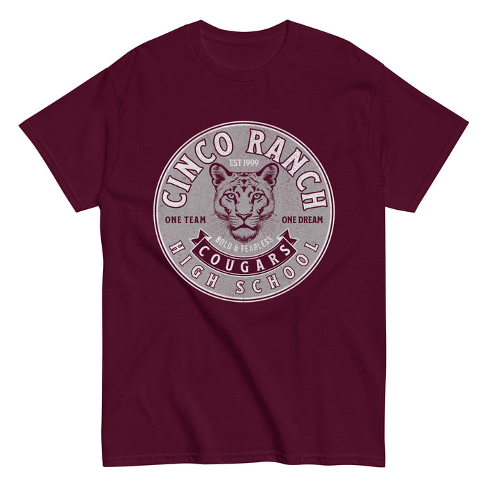 Cinco Ranch High School Cougars Classic Unisex Maroon T-shirt 204