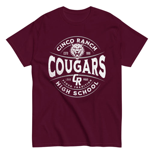 Cinco Ranch High School Cougars Classic Unisex Maroon T-shirt 205