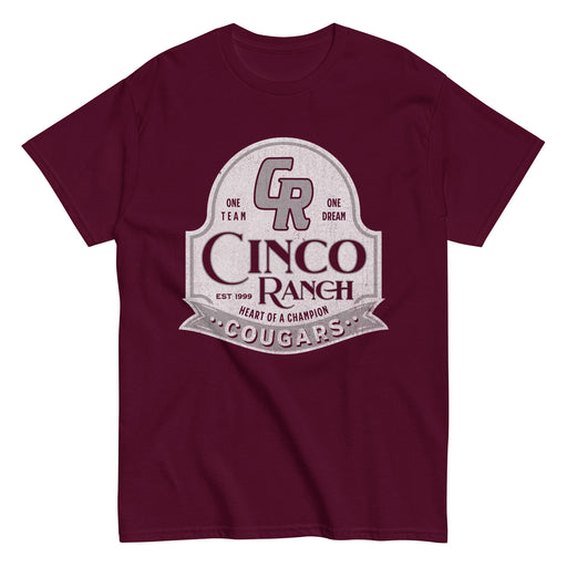 Cinco Ranch High School Cougars Classic Unisex Maroon T-shirt 207