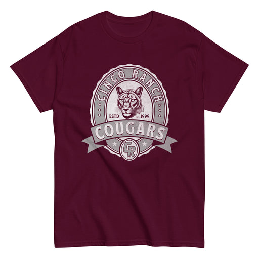 Cinco Ranch High School Cougars Classic Unisex Maroon T-shirt 208