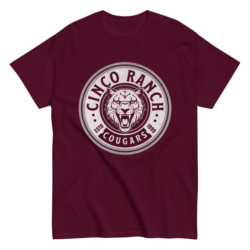 Cinco Ranch High School Cougars Classic Unisex Maroon T-shirt 211