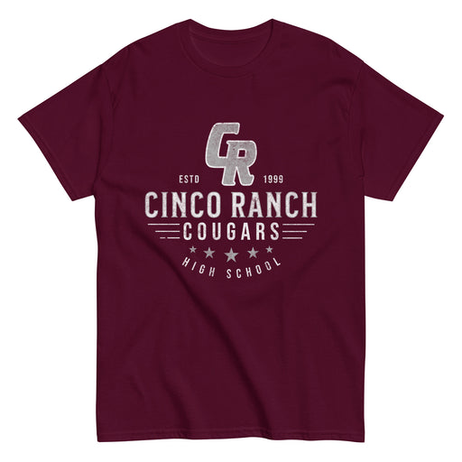 Cinco Ranch High School Cougars Classic Unisex Maroon T-shirt 219