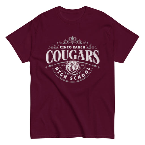 Cinco Ranch High School Cougars Classic Unisex Maroon T-shirt 213