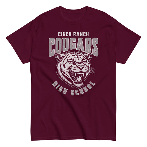 Cinco Ranch High School Cougars Classic Unisex Maroon T-shirt 214