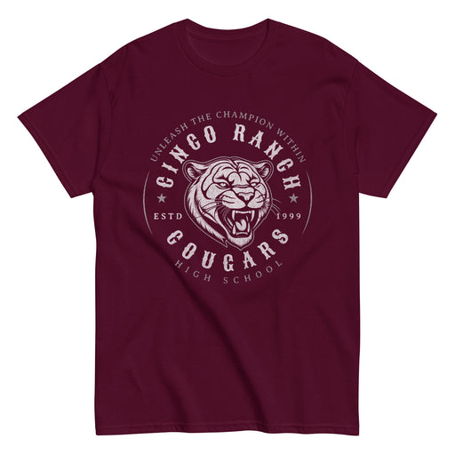 Cinco Ranch High School Cougars Classic Unisex Maroon T-shirt 217