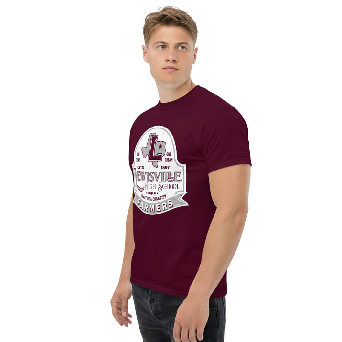 Side view of Lewisville High School Farmers Maroon Classic Unisex T-shirt 219