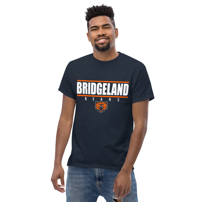 Man wearing a Bridgeland High School Bears Classic Unisex Navy T-shirt 07