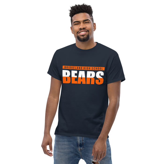 Man wearing a Bridgeland High School Bears Classic Unisex Navy T-shirt 25