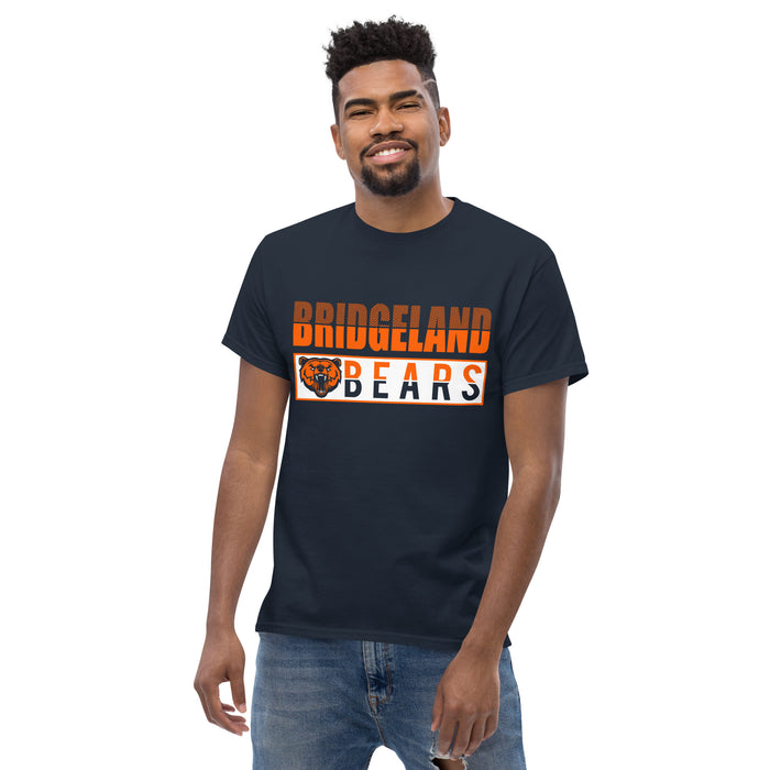 Man wearing a Bridgeland High School Bears Classic Unisex Navy T-shirt 31