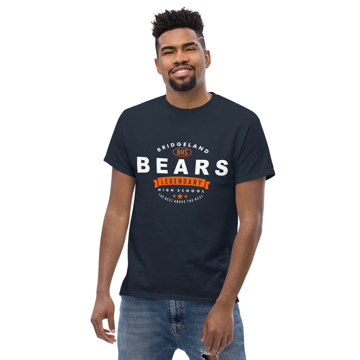 Man wearing a Bridgeland High School Bears Classic Unisex Navy T-shirt 44