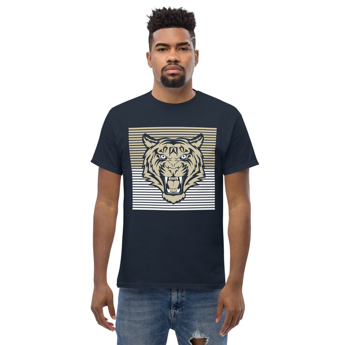 Man wearing a Klein Collins High School Tigers Classic Unisex Navy T-shirt 27