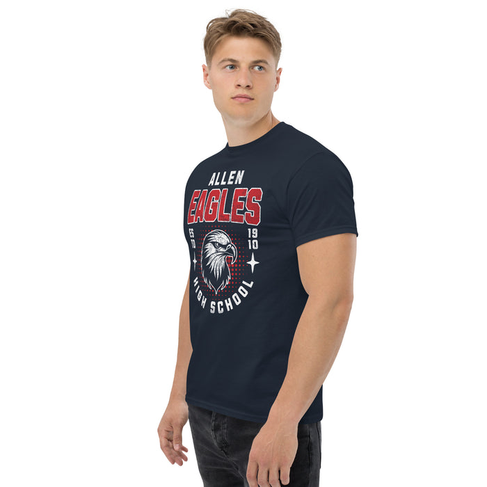 Man wearing a Allen High School Eagles Classic Unisex Navy T-shirt 201