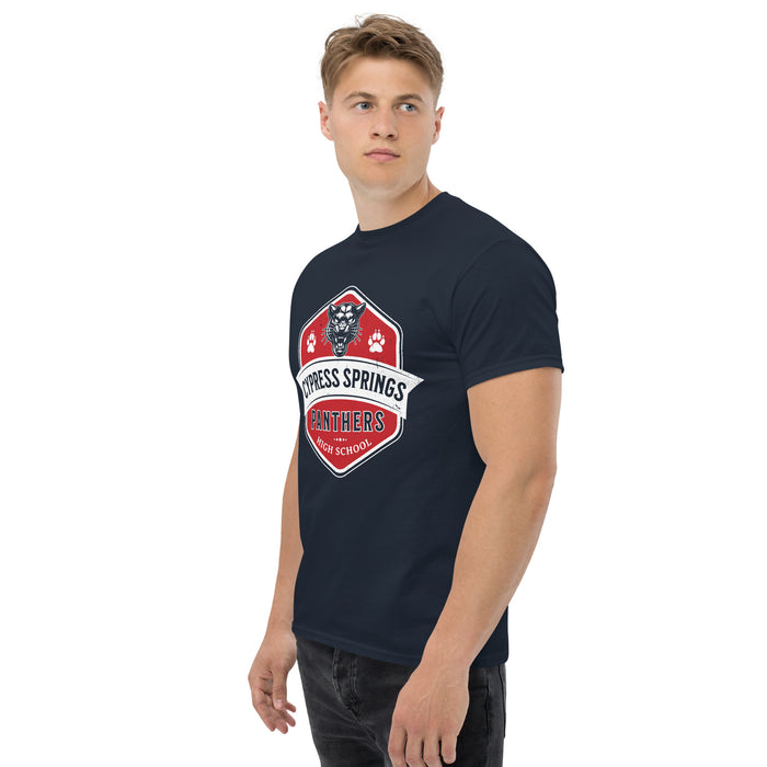 Side view of Cypress Springs High School Panthers Navy Classic Unisex T-shirt 209