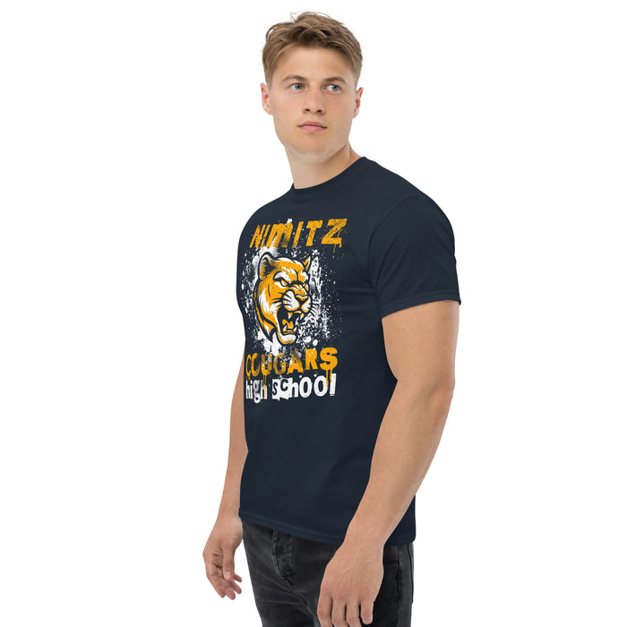 Side view of Nimitz High School Cougars Navy Blue Classic Unisex T-shirt 205