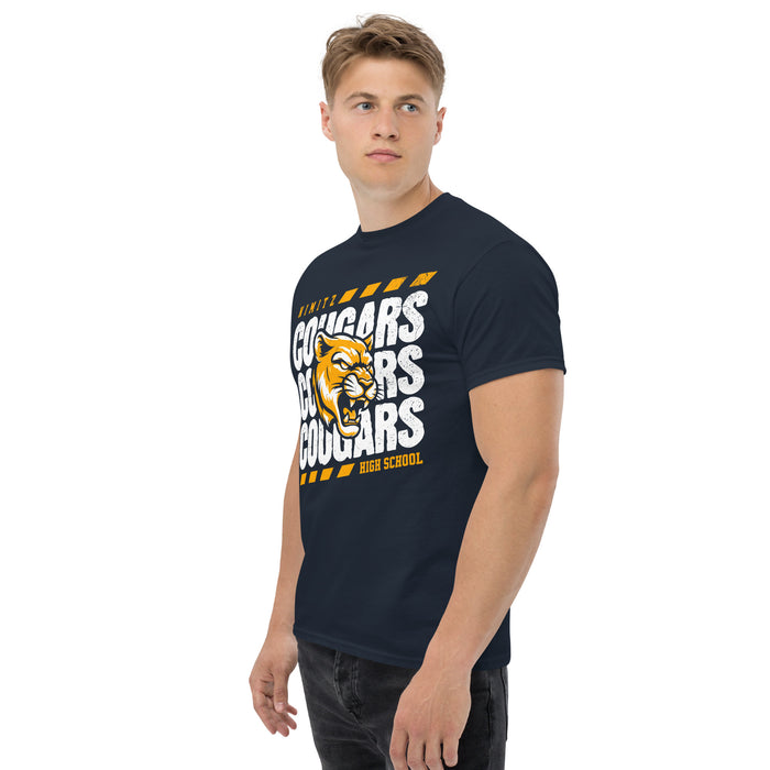 Side view of Nimitz High School Cougars Navy Blue Classic Unisex T-shirt 223