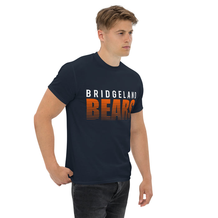 Man wearing a Bridgeland High School Bears Classic Unisex Navy T-shirt 24a