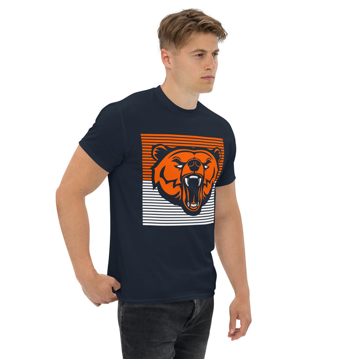 Man wearing a Bridgeland High School Bears Classic Unisex Navy T-shirt 27a